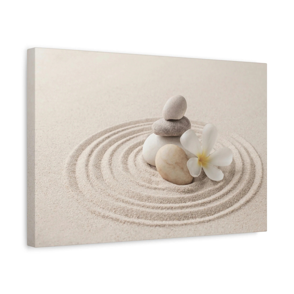 Stacked Zen Stones Forest Floral Nature Photography Canvas Wall Art for Home